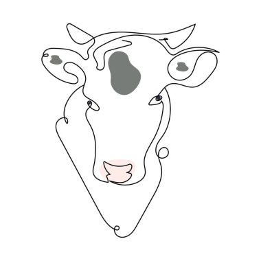 İnek kafası, boğa tek satır sanat stili..