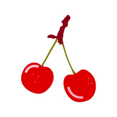 İzole edilmiş arka planda kiraz vektör simgesi. Düz tasarım.