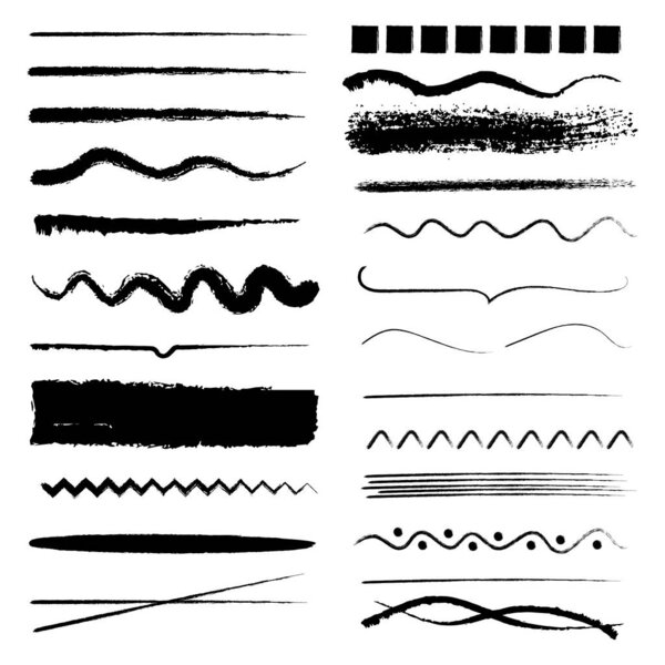 Elementos Diseño Textura Carbón Líneas Rectas Onduladas Rayadas Tachadas Subrayados — Vector de stock