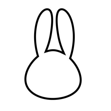 Tavşan kafasının en küçük taslak simgesi. Bebek ürünleri ya da dekorasyon için şirin vektör hayvan silueti. Vektör illüstrasyonu.