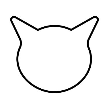 Beyaz arka planda kedi kafasının siyah doğrusal simgesi. Evcil hayvan. Vektör illüstrasyonu.