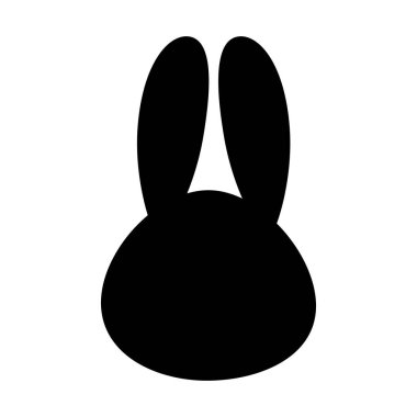 Kulakları olan siyah tavşan kafası silueti. Tavşanın şirin vektör silueti. Vektör illüstrasyonu.