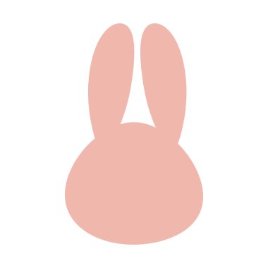 Kulakları olan pembe tavşan kafası silueti. Tavşanın şirin vektör silueti. Vektör illüstrasyonu.