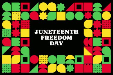 Haziran özgürlük günü neo geometrik bayrak. Kwanzaa. Vektör illüstrasyonu.