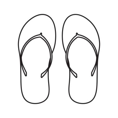 Parmak arası terliklerin doğrusal simgesi. Sandaletler. Terlikler. Vektör.