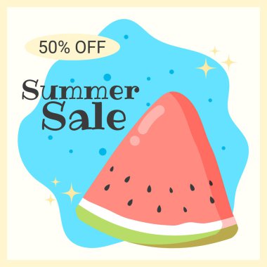 Summer Sale.Watermelon Poster. Banner for Seasonal Promotion. Vector.