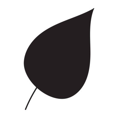 Soyut ağaç yaprağının siyah silueti. Vektör tek tasarım.