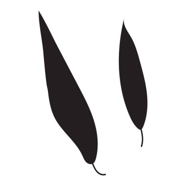 Beyaz arka planda siyah yaprakların silueti. Bir takım elementler. Vektör.