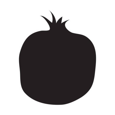 Siyah bir nar silueti. İzole edilmiş arkaplanda vektör meyve