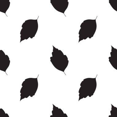 Beyaz arka planda siyah siluetin kusursuz bir deseni var. Vektör.