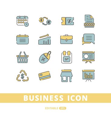 İş ve finansman modern kavramlar simge vektör illüstrasyon logo şablonu birçok amaç için. Beyaz arka planda izole edilmiş. tam renkli çizgi film