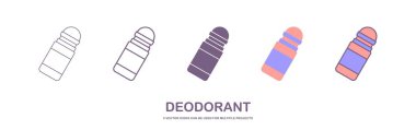 Deodorant ikonu. Makyaj koleksiyonundan doğrusal vektör çizimi. Taslak deodorant ikon vektörü. Web ve mobil uygulamalarda kullanmak için ince çizgi sembolü, logo, yazdırma ortamı.