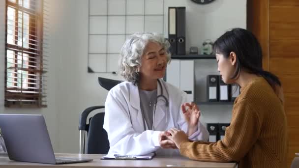Physician Holding Hand Comforting Upset Patient Having Disease Expressing Trust — Stock Video