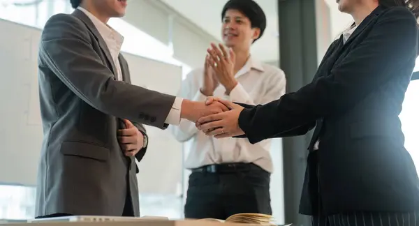 Asian Business Partners Successful Handshake Together Front Group Teamwork Business — Stock Photo, Image