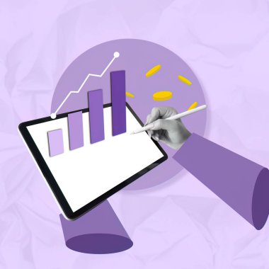 İş geliştirme stratejileri ve içgörülerini gösteren yaratıcı bir kolaj aracılığıyla veri görselleştirme tekniklerini keşfedin.