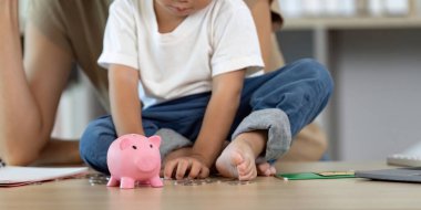 Küçük bir çocuk, kumbarada para biriktirip, para biriktirmenin önemini öğrenerek mali eğitime başlıyor..