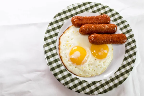 Fried Eggs Vegan Chorizo Chorizo Based Soy Protein — Stock Photo, Image