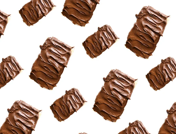 Padrão Com Pão Com Creme Chocolate Delicioso Textura Creme Chocolate — Fotografia de Stock