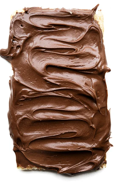 Torrada Pão Com Delicioso Creme Chocolate Textura Creme Chocolate Com — Fotografia de Stock