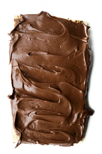 Lezzetli Çikolata Kremalı Ekmek Tostu Beyaz Arkaplanlı Çikolatalı Krema Dokusu — Stok fotoğraf