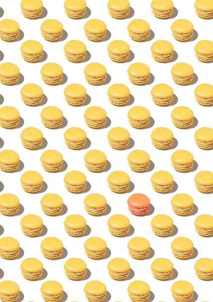 Muster Mit Gelben Macarons Und Weißem Hintergrund Gleiche Macarons Eins — Stockfoto