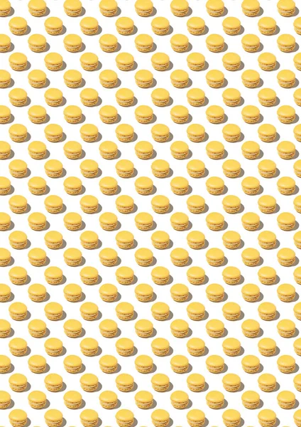 Muster Mit Gelben Macarons Auf Weißem Hintergrund — Stockfoto