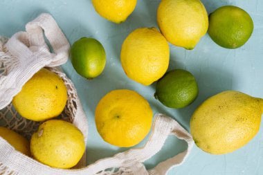Organic lemons and limes, sources of antioxidants and vitamin C