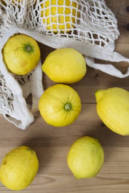 Ripe organic lemons. Lemons, source of antioxidants and vitamin C