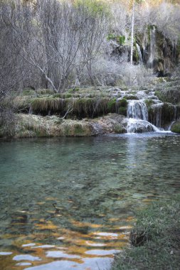 İspanya 'nın Castilla la la Mancha bölgesindeki Cuervo nehrinin kaynağı
