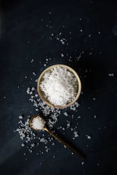 Coarse Salt Dark Background — Stock Photo, Image