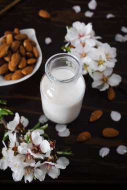 Masada badem ve badem çiçekli badem sütü: geleneksel süte alternatif vejetaryen sütü