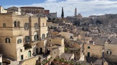 Sassi di Matera 'nın Panoramik Videosu, İtalya Antik Mağara Şehri