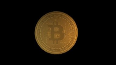 Logo Bitcoin Şifreleme Açılır Para Döndürme Şeffaf Arkaplan üzerinde Animasyon, 1920x1080 boyut, Alfa Chanel, Çerçeve oranı 30fps