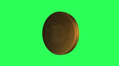 Logo Dogecoin Kripto Para Birimi Döndürme Döngüsü Yeşil Ekran Arkaplanı Animasyonu, 1920x1080 boyut, Yeşil Ekran, Çerçeve oranı 30fps