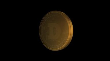 Logo Dogecoin Kripto Para Birimi Döndürme Döngüsü Şeffaf Arkaplanda Animasyon, 1920x1080 boyut, Alfa Chanel, Çerçeve oranı 30fps