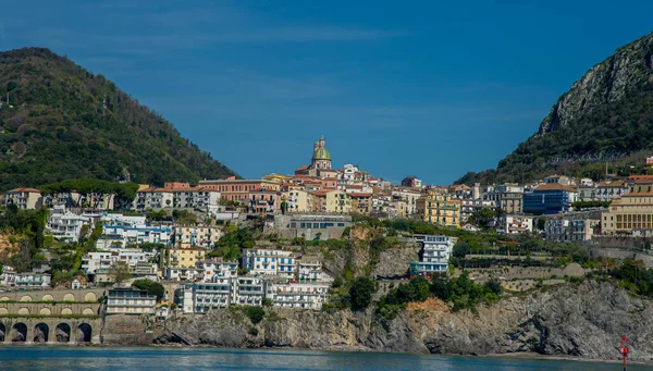 Abril 2022 Salerno Italia Vista Desde Ferry Ciudad Con Mar —  Fotos de Stock