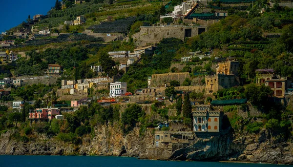 April 2022 Amalfi Kusten Italien Utsikt Från Färjan Staden Med — Stockfoto