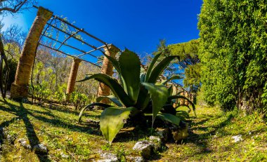 Ravello köyü hakkında güzel detaylar kemerli güzel mimari, İtalya 'nın Amalfitana kıyıları, web pankartı