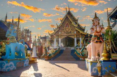 Huay Sai Khao Temple With modern, beautiful and strange applied art in Chiang Rai, Thailand visited by tourists from all over the world