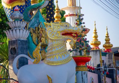 Huay Sai Khao Temple With modern, beautiful and strange applied art in Chiang Rai, Thailand visited by tourists from all over the world