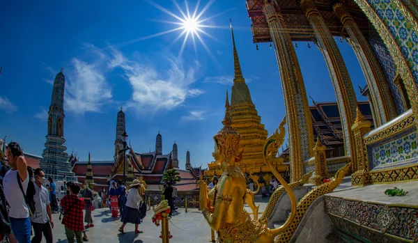 January 2023 Bangkok Thailand Mythological Figures Decorate Terrace Wat Phra — Stock Photo, Image