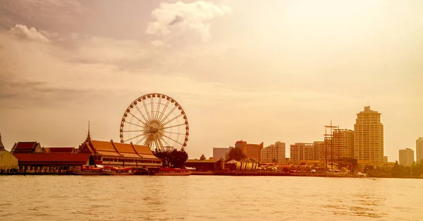 stock image February 23- 2023 Bangkok Thailand - Asiatique Sky is a Ferris Wheel that is the icon of ASIATIQUE The Riverfront, the Ferris Wheel is 60 meters and grants on both sides of the Chao Phraya River.