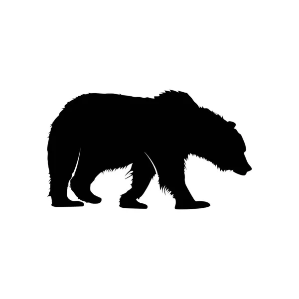 Bear Silhouette Vector Illustration Isolated White Background Print Poster — Stock Vector