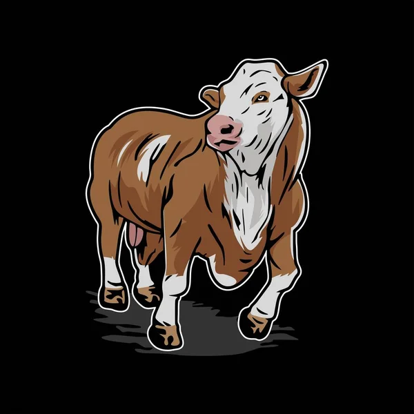 Illustration Cow Brown Color — Stock Vector