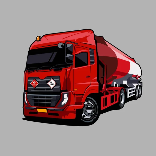 Illustratie Semi Tanker Vrachtwagen Cartoon — Stockvector