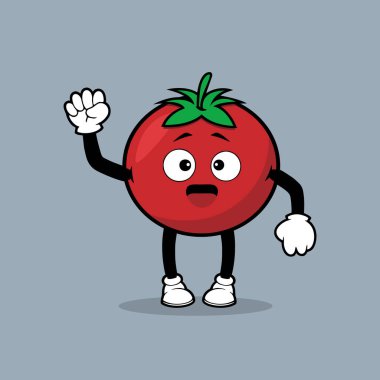 Ruhsal ifade vektörü olan sevimli domates meyvesi karakteri