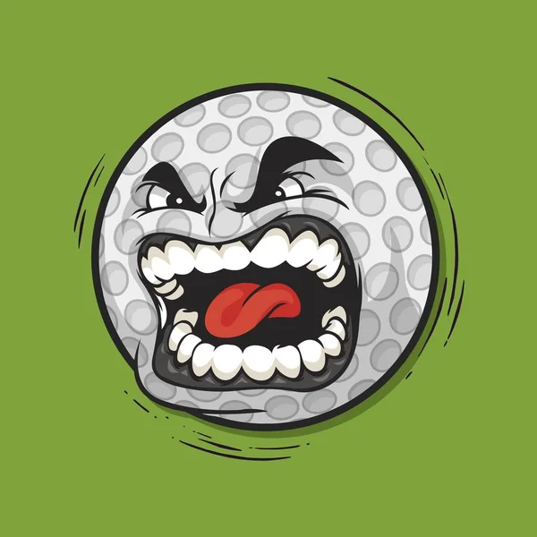 Cartoon Angry Expression Golf Ball — Stockový vektor