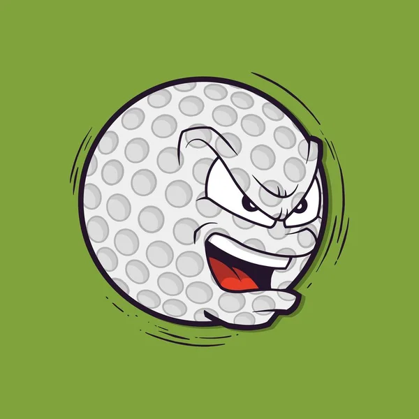怒りの表情の漫画 ゴルフボール — ストックベクタ