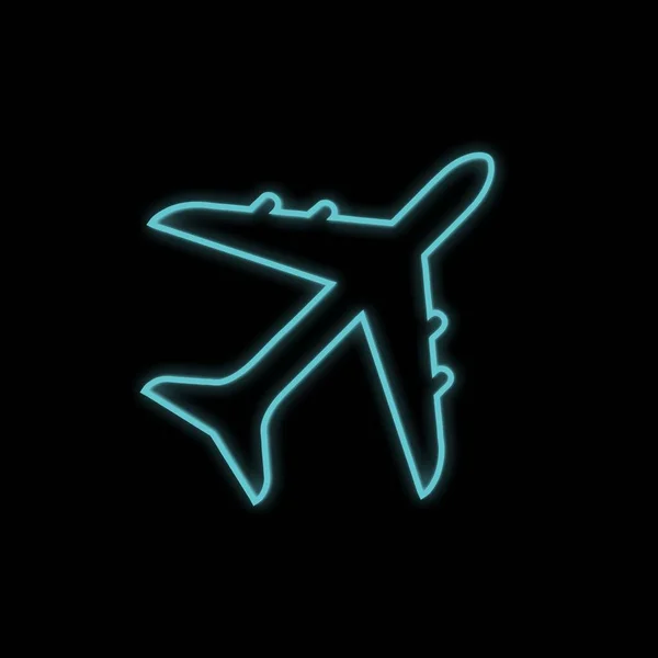 Neon Sign Plane Icon Vector — Stock Vector