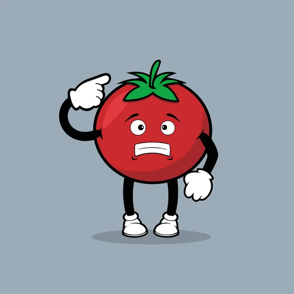 stock vector Cute tomato fruit character with scared expression vector